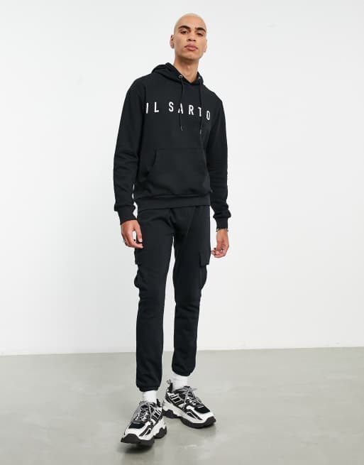 Il Sarto logo slim fit hoodie co-ord in black, 4 of 4