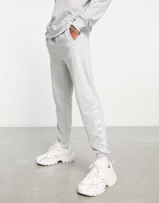 Il Sarto logo trackies in grey marl ASOS