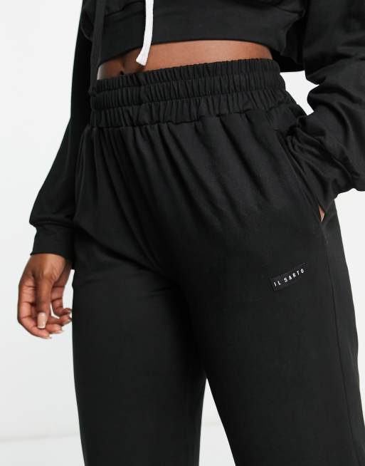 Il Sarto lounge cropped hoodie and sweatpants set in black ASOS