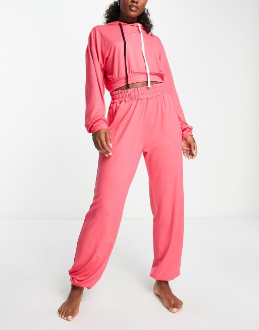 Il Sarto lounge cropped hoodie and trackies set in pink