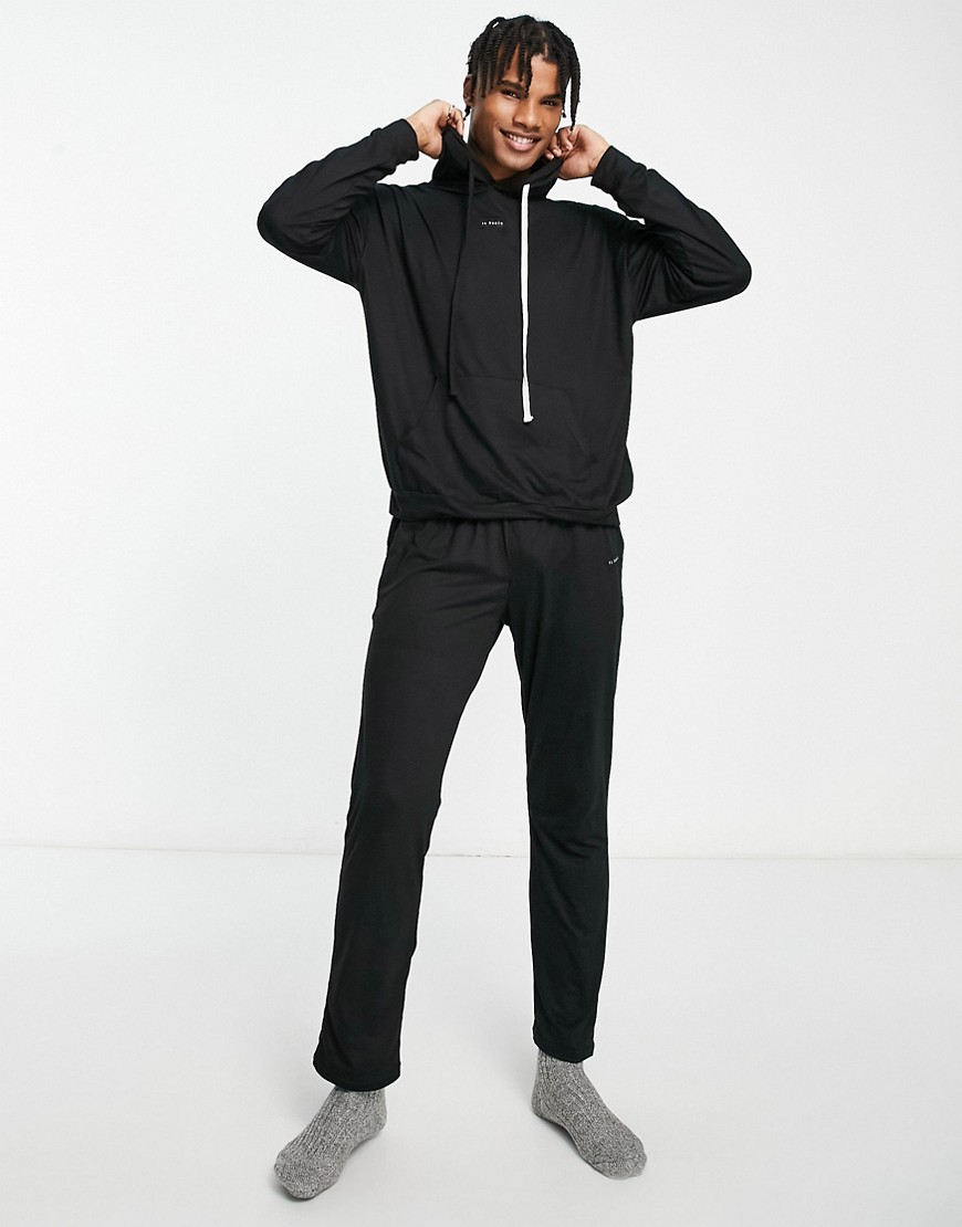 Il Sarto lounge lightweight jumper with zip and jogger set in black