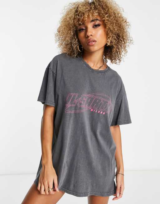 Il Sarto – Oversize-T-Shirt-Kleid in schwarzer Acid-Waschung mit Logo, 3 von 4