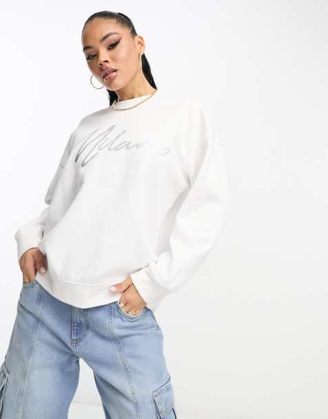 Il Sarto - Oversized cremehvid sweatshirt med metallisk logo - view 1