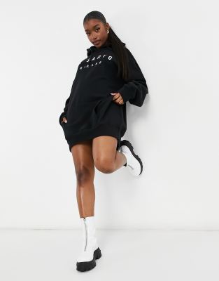 black oversized hoodie dress