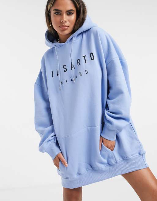 Il Sarto oversized hoodie dress in blue