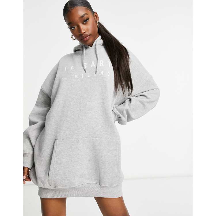 Hood To See You - Grey Graphic Midi Hoodie Dress – DLSB