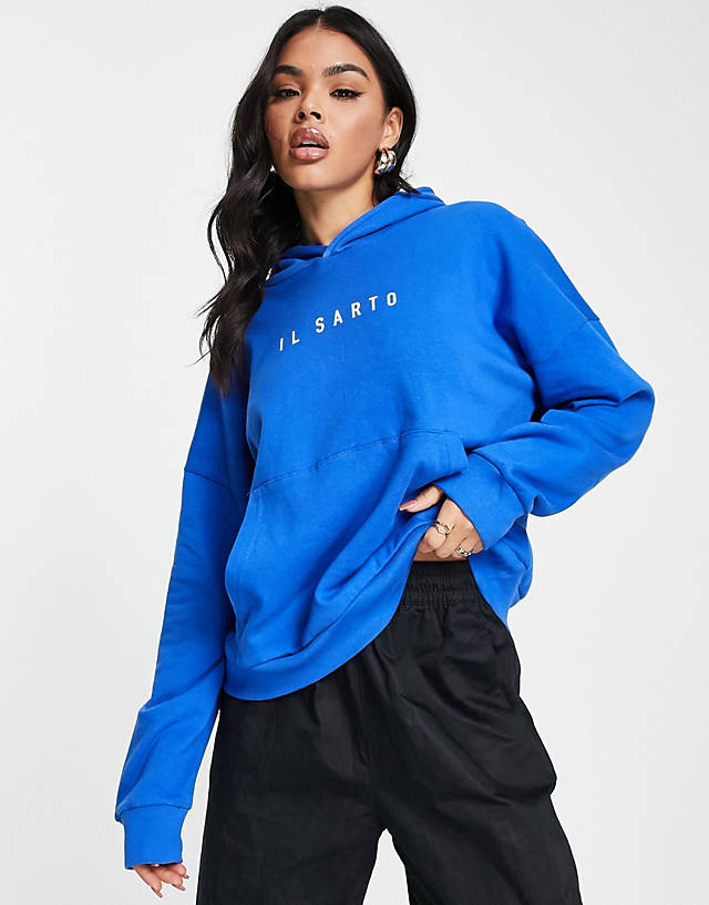 Il Sarto - oversized logo hoodie co-ord in bright blue