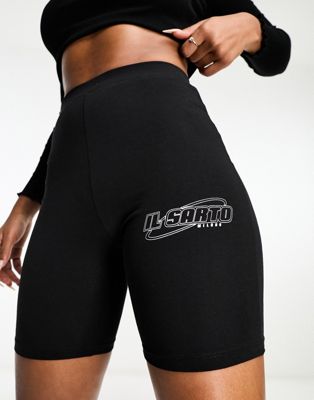 Il Sarto oversized logo legging shorts co-ord in black