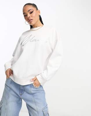 Il Sarto oversized sweatshirt with metallic logo in cream-White