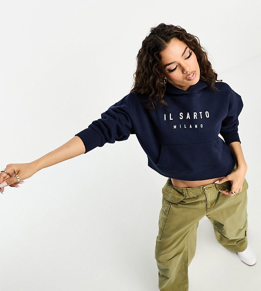 Il Sarto Petite Cropped Hoodie Tracksuit In Navy