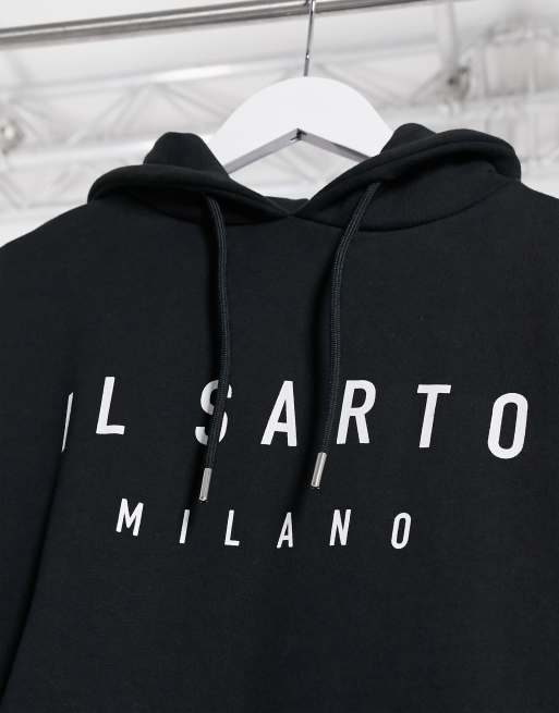 Il Sarto Petite oversized hoodie dress in black