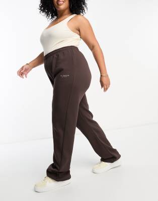 Il Sarto Plus - Jogginghose mit weitem Bein in Schokobraun, Kombiteil-Brown