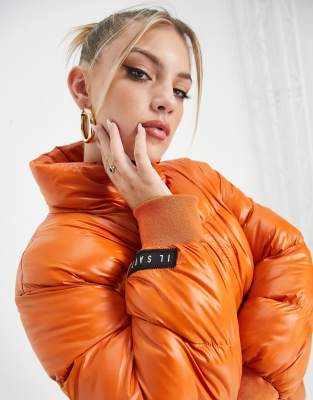 Il Sarto puffer jacket with back logo in bright orange Smart Closet