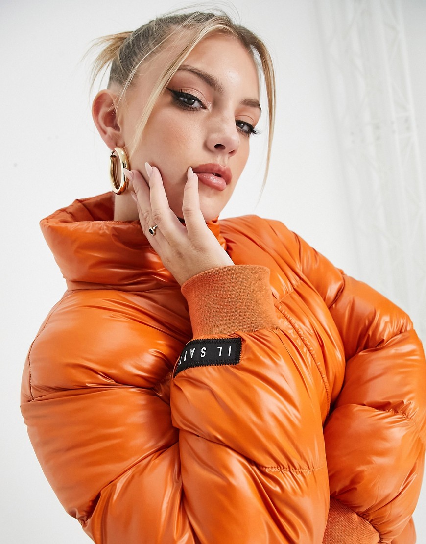 Il Sarto puffer jacket with back logo in bright orange