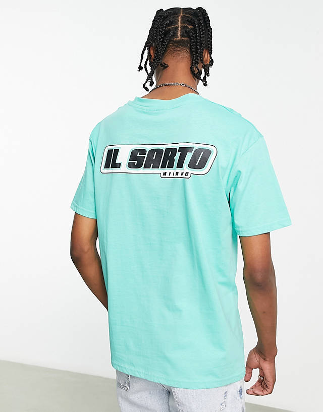 Il Sarto - racer logo back print t-shirt in turquoise