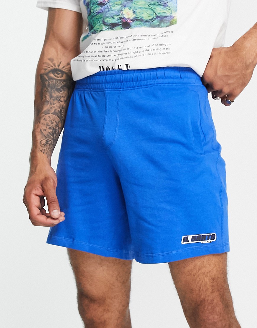 Il Sarto racer logo jersey shorts in cobolt-Blue
