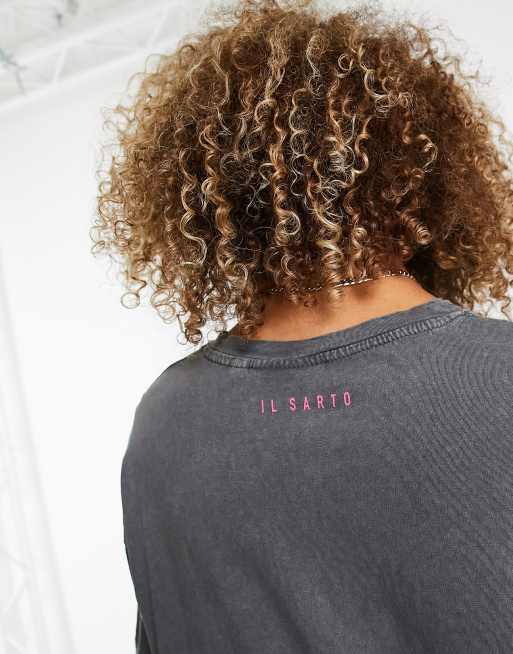 Il Sarto – Svart, stentvättad t-shirtklänning med stor logga, 4 av 4