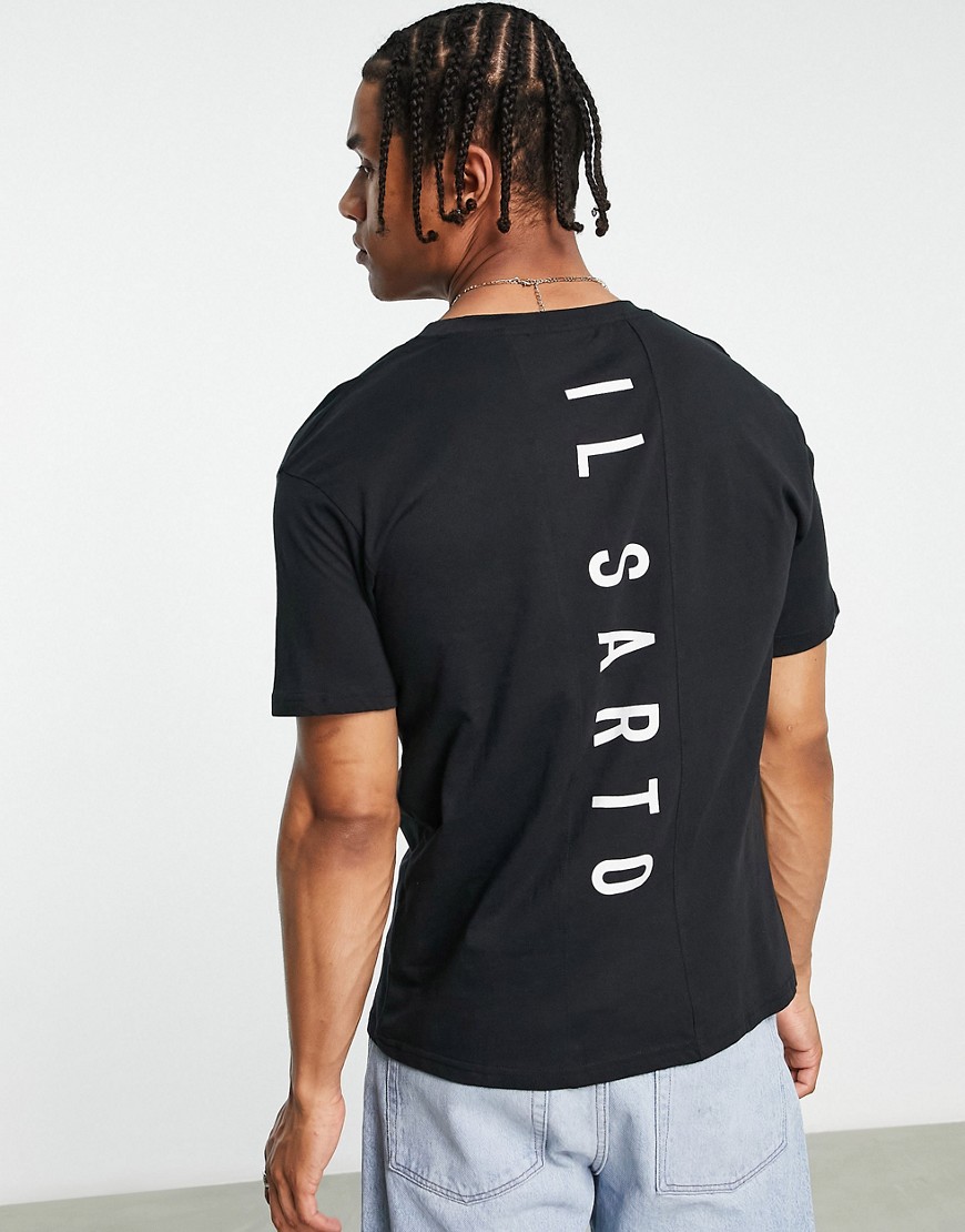 il sarto - svart t-shirt med tryck baktill och logga-svart/a