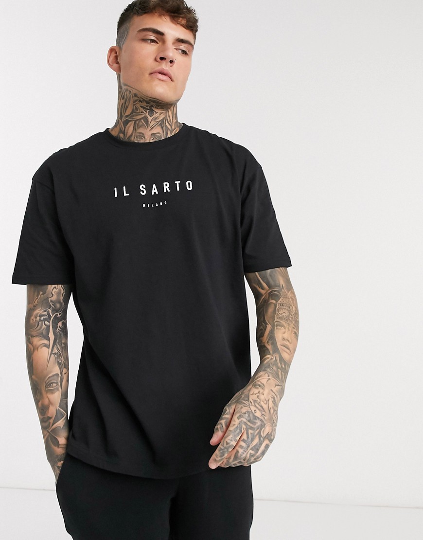 Il Sarto - T-shirt con logo e vestibilità oversize-Nero