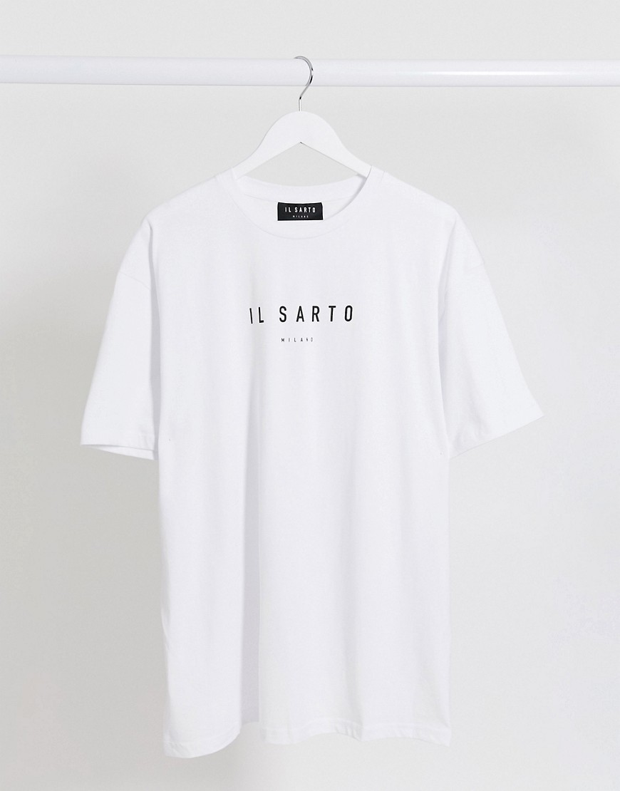Il Sarto - T-shirt i oversized pasform med logo-Hvid