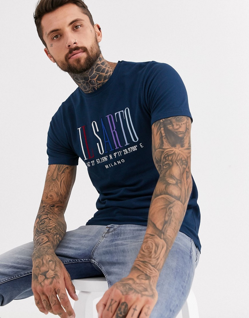 Il Sarto - t-shirt med regnbuelogo-Marineblå