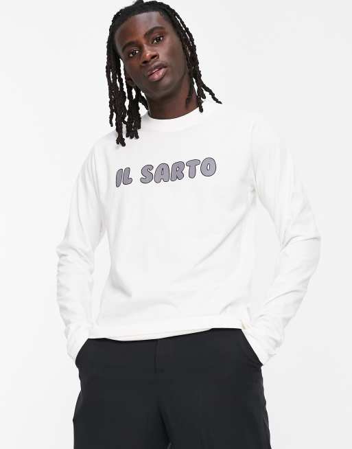 Il Sarto - T-shirt met lange mouwen en bubbel-lettertype in wit