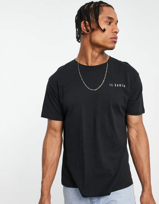 Il Sarto T shirt met rugprint en logo in zwart ASOS