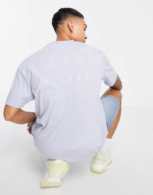 Il Sarto - T-shirt oversize à motif contour - Bleu 