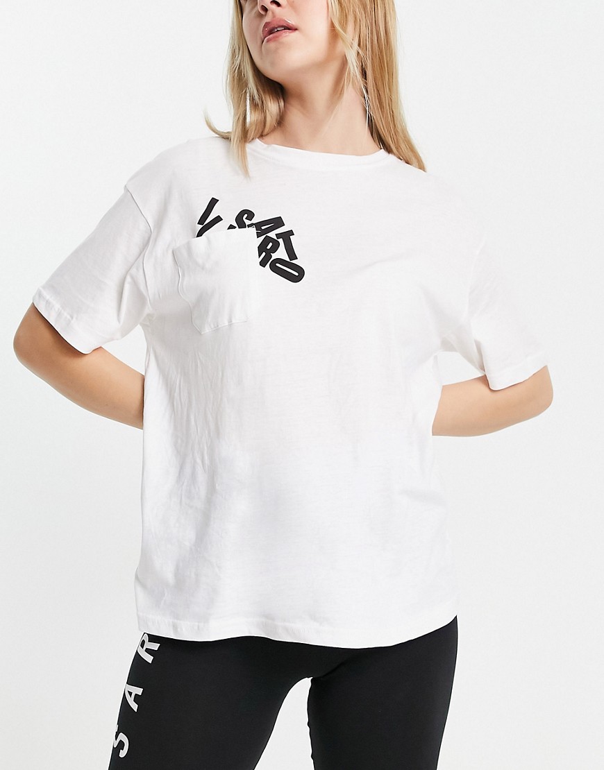 il sarto - t-shirt oversize bianca con logo scomposto-bianco