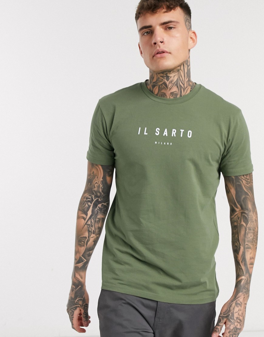 Il Sarto - T-shirt slim con logo-Verde