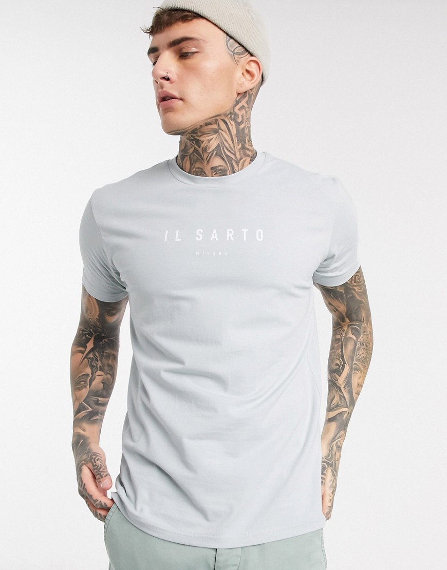 Il Sarto - T-shirts med logo i smal pasform-Grå