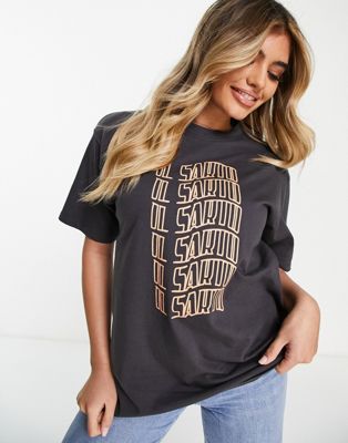 Il Sarto wave graphic t-shirt in charcoal grey
