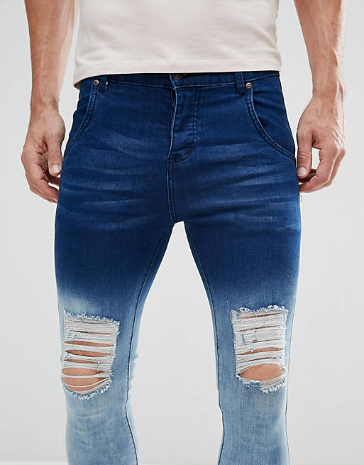 Adgang ordningen myndighed Illusive London Muscle Fit Jeans With Blue Fade And Distressing | ASOS