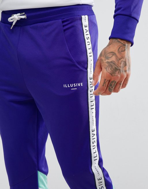 Illusive London Skinny Track Joggers In Purple With Taping ASOS