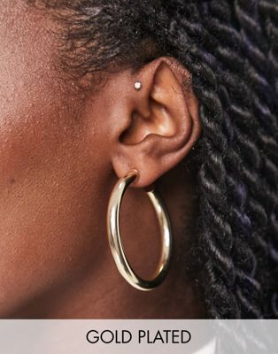 Image Gang 18k gold plated 50mm tube hoop earrings