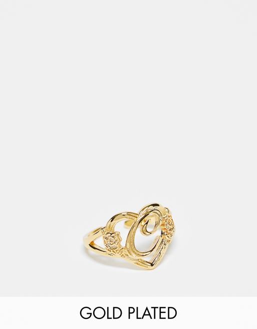 18K Rose Gold Plated Adjustable Monogram Ring