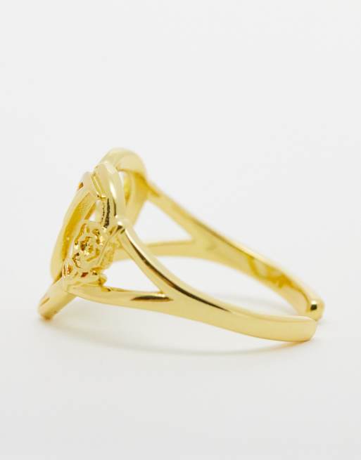 ASOS DESIGN 14k gold plated ring with engraved heart design