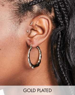 Image Gang Image Gang 18k gold plated bamboo hoop earrings