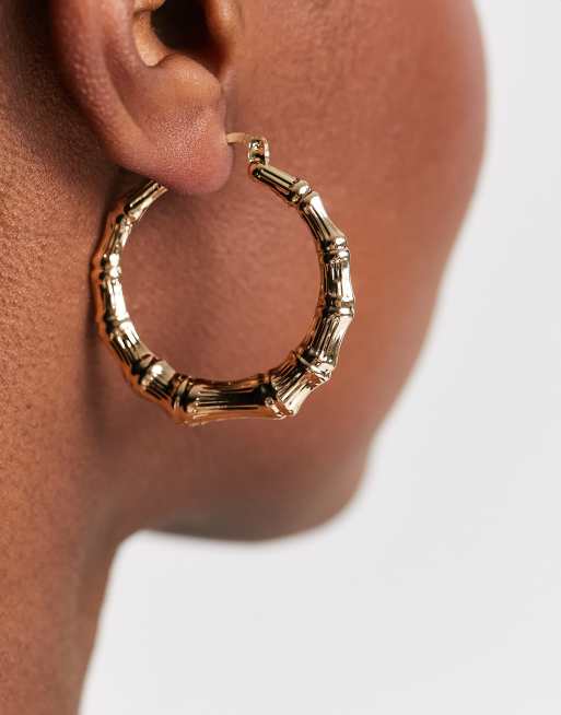 Image Gang 18k gold plated bamboo hoop earrings, 2 of 4