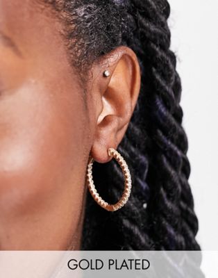 Image Gang 18k gold plated CZ crystal 30mm hoop earrings