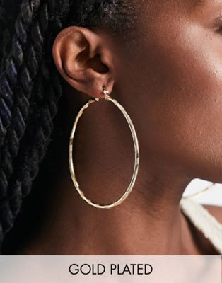 Image Gang 18k gold plated essential engraved hoop earrings