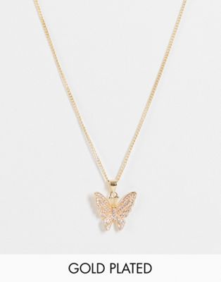 Image Gang 18k gold plated necklace with CZ butterfly pendant
