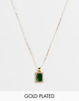 Image Gang 18k gold plated necklace with green CZ crystal pendant