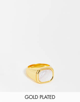 Image Gang Image Gang 18k gold plated zoe opal ring with abalone stone