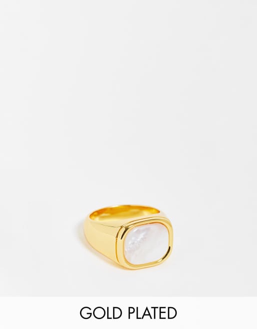 Image Gang 18k gold plated zoe opal ring with abalone stone