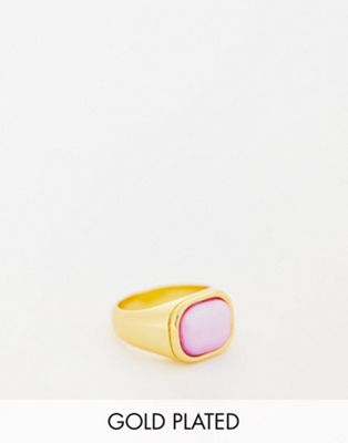 Image Gang 18k gold plated Zoe ring with pink stone