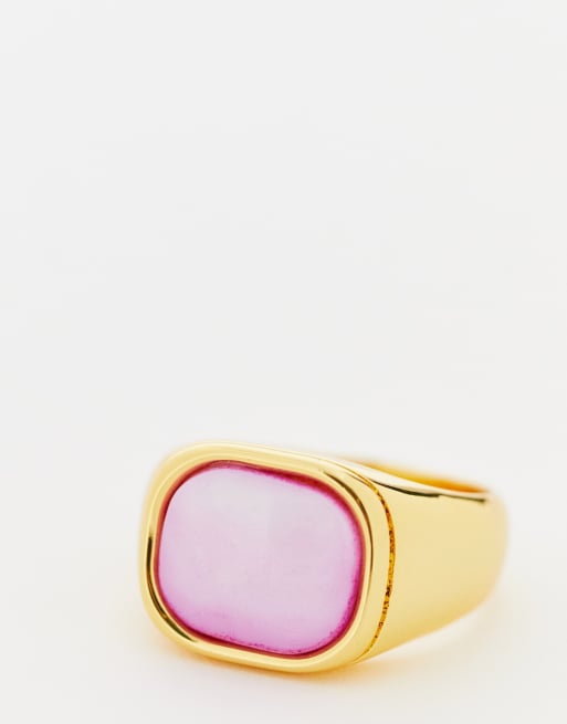 Image Gang 18k gold plated Zoe ring with pink stone, 3 of 4
