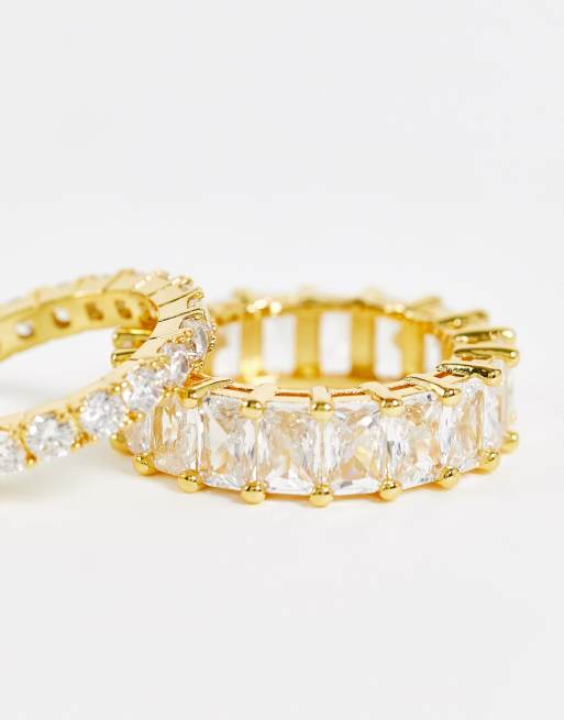 Image Gang – 2er-Pack 18k-vergoldete Ringe mit Zirkonia-Steinen mit Baguetteschliff, 4 von 4