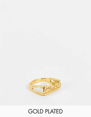 Image Gang adjustable Gemini horoscope ring in gold plate | ASOS