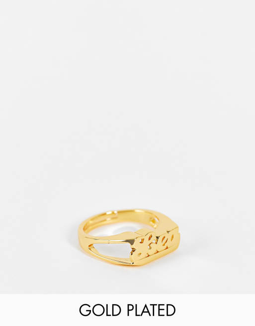 Image Gang adjustable Leo horoscope ring in gold plate